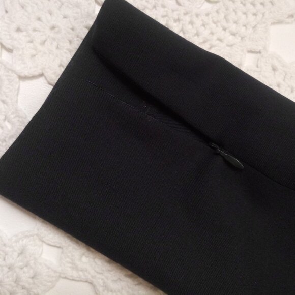 Sandro Pencil Dress Navy Blue Stretch Wool 3/4 Sleeve V Neck Pleat 36 Women S US - Picture 7 of 10